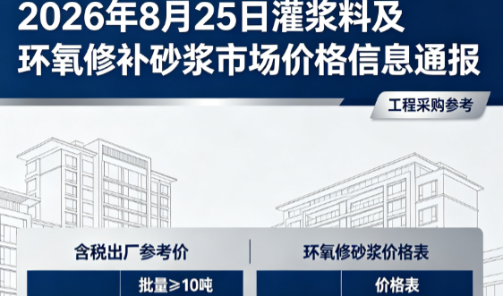 余干2026年8月25日灌浆料及环氧修补砂浆市场价格信息通报